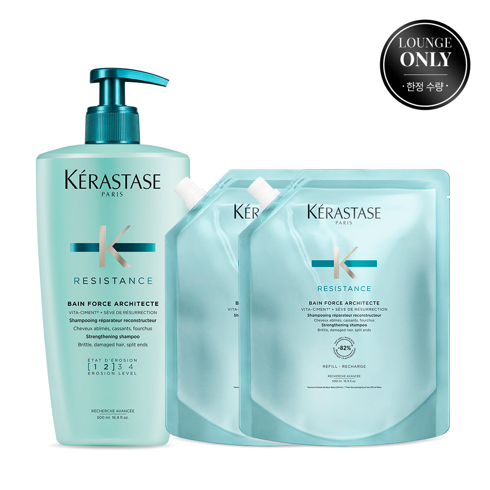 Kerastase Bain Force Architect Shampoo 1.5L (500ml + 500ml x2)