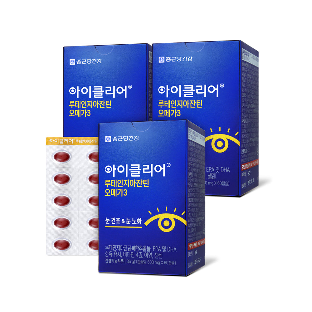 Chongkundang I-Clear Lutein & Zeaxanthin Omega-3 600 mg 60 Capsules (3 Pack)