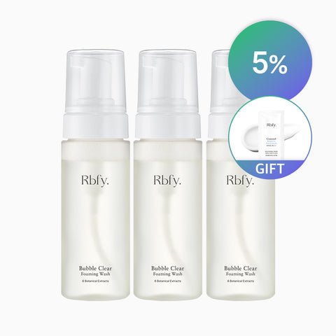 RBFY Bubble Clear Foaming Wash 155ml (Salicylic Acid) - Low-Irritation Acne Bubble Foam, 3-Pack (5%)