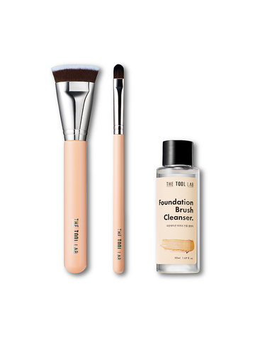 The Tool Lab Brush Set 101 Foundation Brush 211 Lip Brush and Cleansing Set