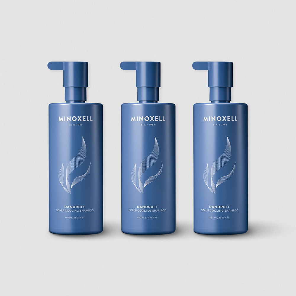 Minoxell Dandruff Scalp Cooling Hair Loss Shampoo 480ml (3 Pack)