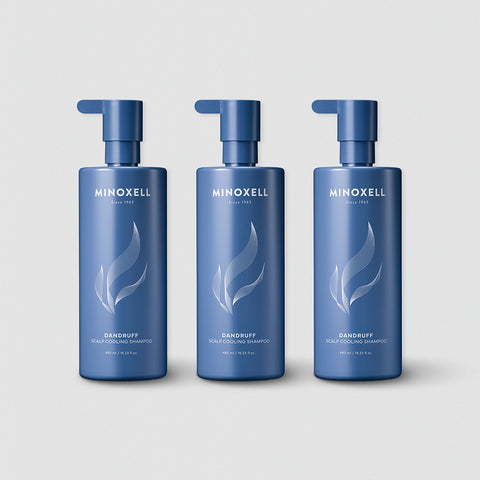 Minoxell Dandruff Scalp Cooling Hair Loss Shampoo 480ml (3 Pack)