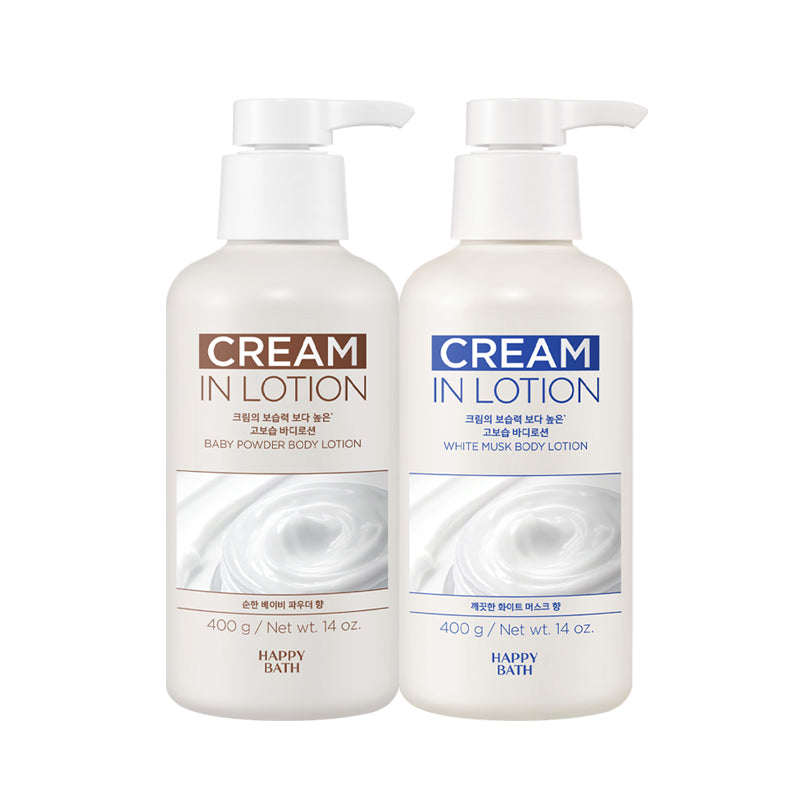 Happy Bath Cream-in High Moisture Body Lotion 400g (2-pack)