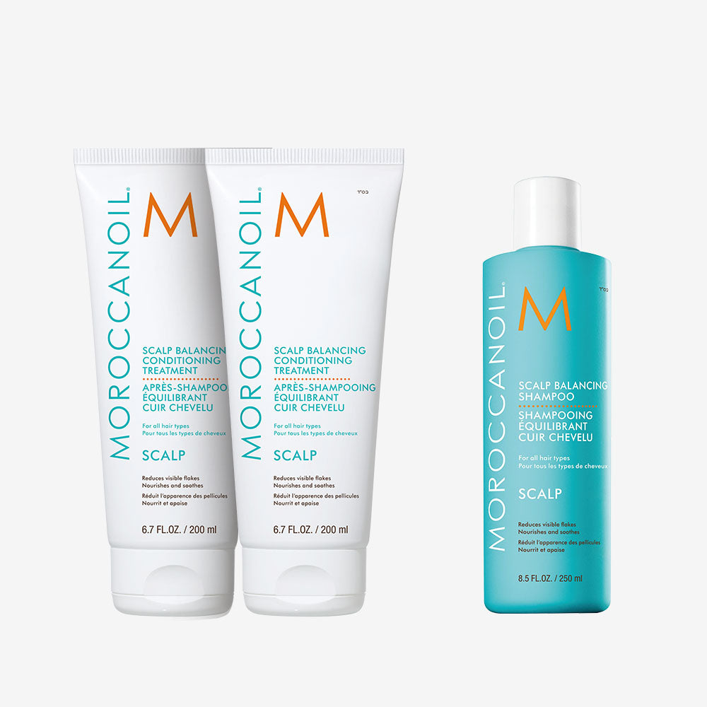 Moroccanoil Scalp Balancing Conditioning Treatment Duo 200ml x2 + Scalp Balancing Shampoo 250ml