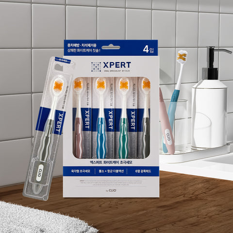 Clio Expert White Care Fluoride Toothbrush 4+4 (Soft Ultra-Fine Bristles)
