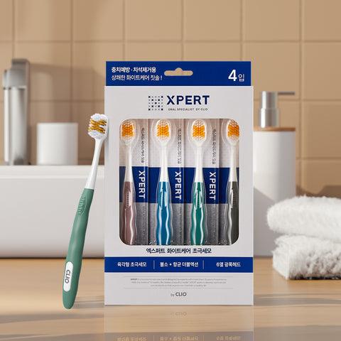 Clio Expert White Care Fluoride Toothbrush 4+4 (Soft Ultra-Fine Bristles)