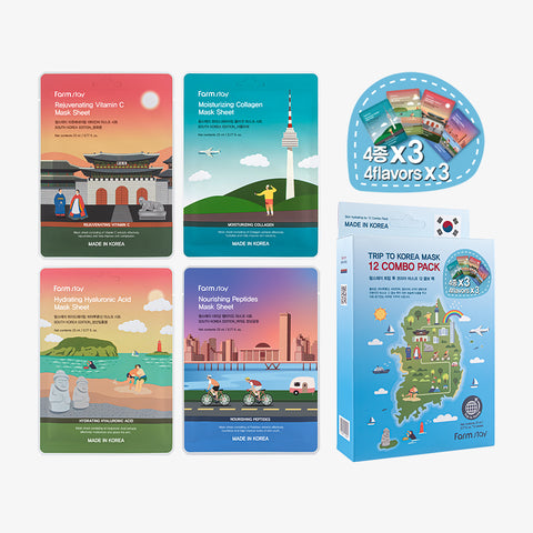 Farmstay Trip to Korea Mask Pack Combo 1 Box (12 Sheets)
