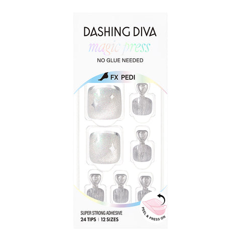 Dashing Diva Magic Press Pedicure Silver Veil