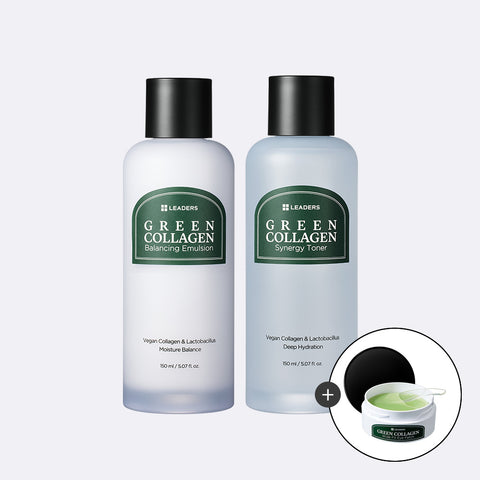 Leaders Green Collagen Toner + Emulsion Duo Set A