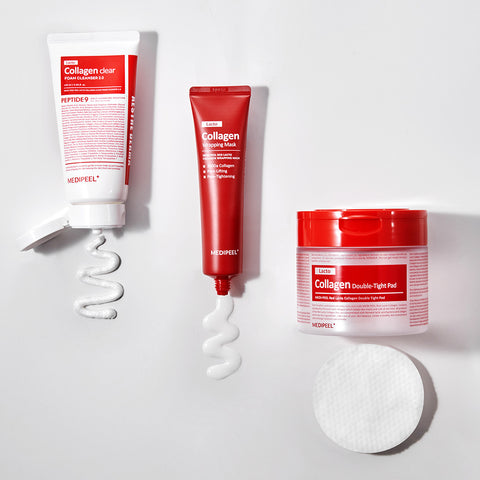 Medipeel Red Lacto Collagen Cleansing Foam 2.0 120ml + Collagen Wrapping Mask 70ml + Double Tight Pads 70pcs 3-Piece Set