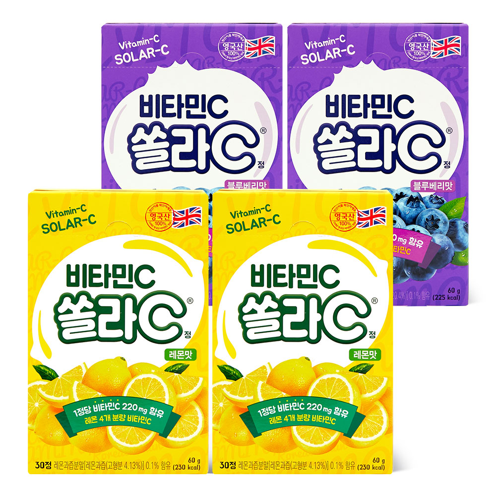 Koreaeundan Solla C Vitamin C 30 Chewable Tablets Lemon 2 + Blueberry 2 (4 Pack)