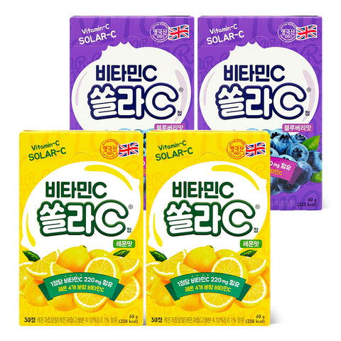 Koreaeundan Solla C Vitamin C 30 Chewable Tablets Lemon 2 + Blueberry 2 (4 Pack)