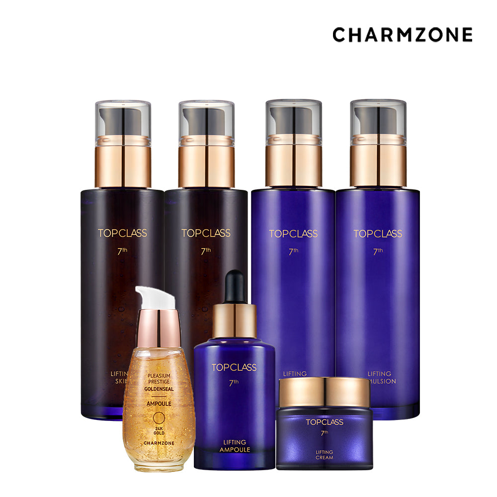 Charmzone Top Class 7th Generation Lifting Basic Set 7-Piece (Skin 2 + Emulsion 2 + Cream + Ampoule + Golden Sil Ampoule)