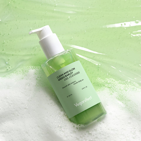 Veganifect Green Barley LHA Gel Cleanser + LHA Toner Pads (60 sheets) - 2-piece set