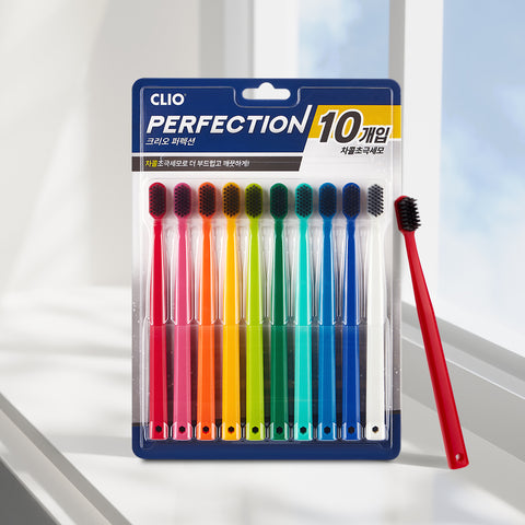 Clio NEW Perfection Charcoal Ultra-Fine Bristle Compact-Head Toothbrush - 10 pcs