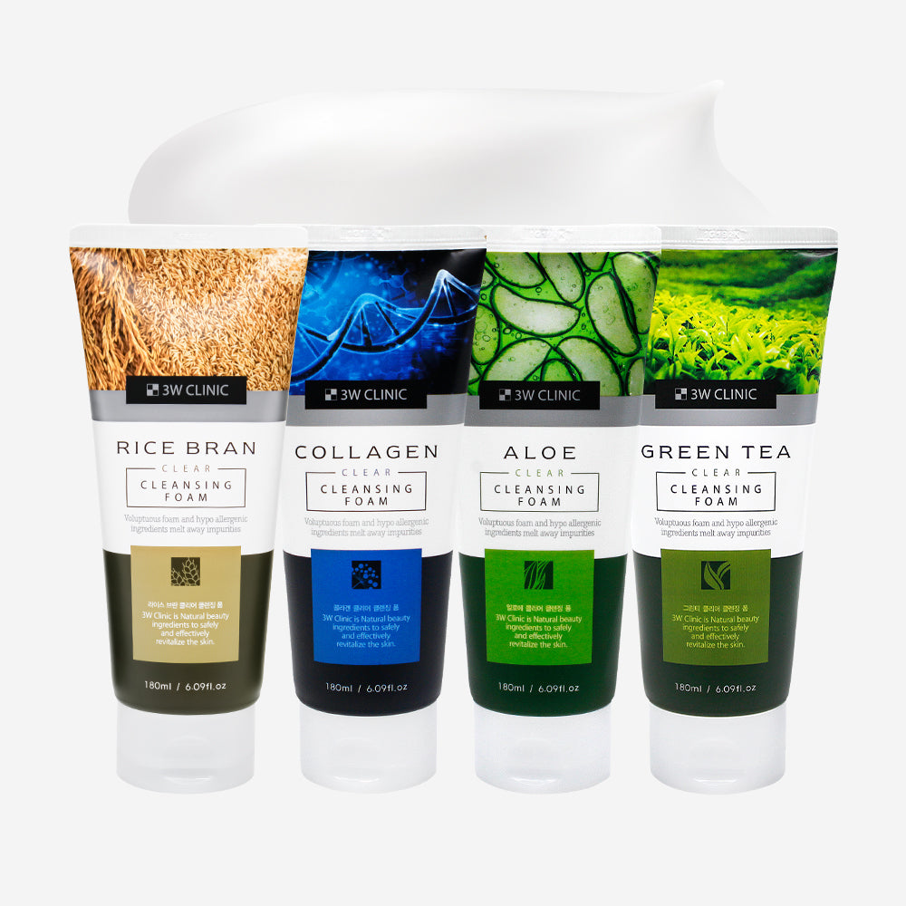 3W Clinic Clear Foam Cleansing 180ml (4 Types)