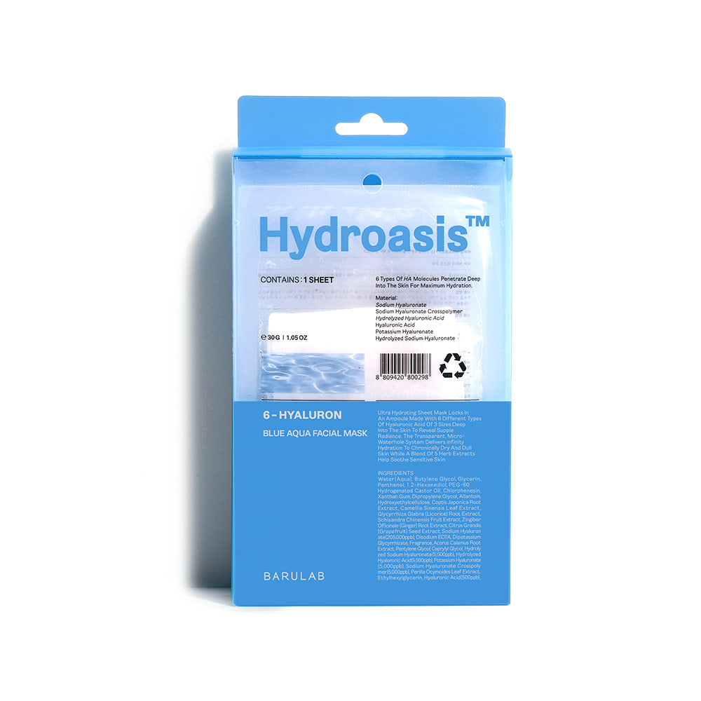 Barulab HydroOasis¢â 6-Hyaluronic Acid Blue Aqua Facial Mask 10sheets