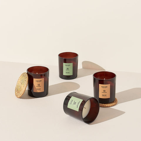 W.Dressroom Soy Wax Home Candle Set 110g x 2 (Candle + Eco Rattan Coaster)
