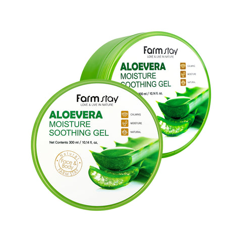 Farmstay Aloe Vera Moisture Soothing Gel 300ml (2 Pack)