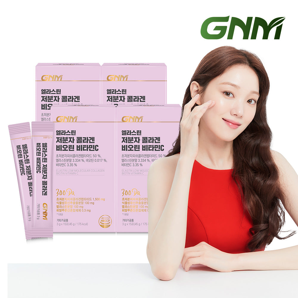 GNM Elastin Low-Molecular Collagen Peptide Biotin Vitamin C Powder Stick (4 Pack)