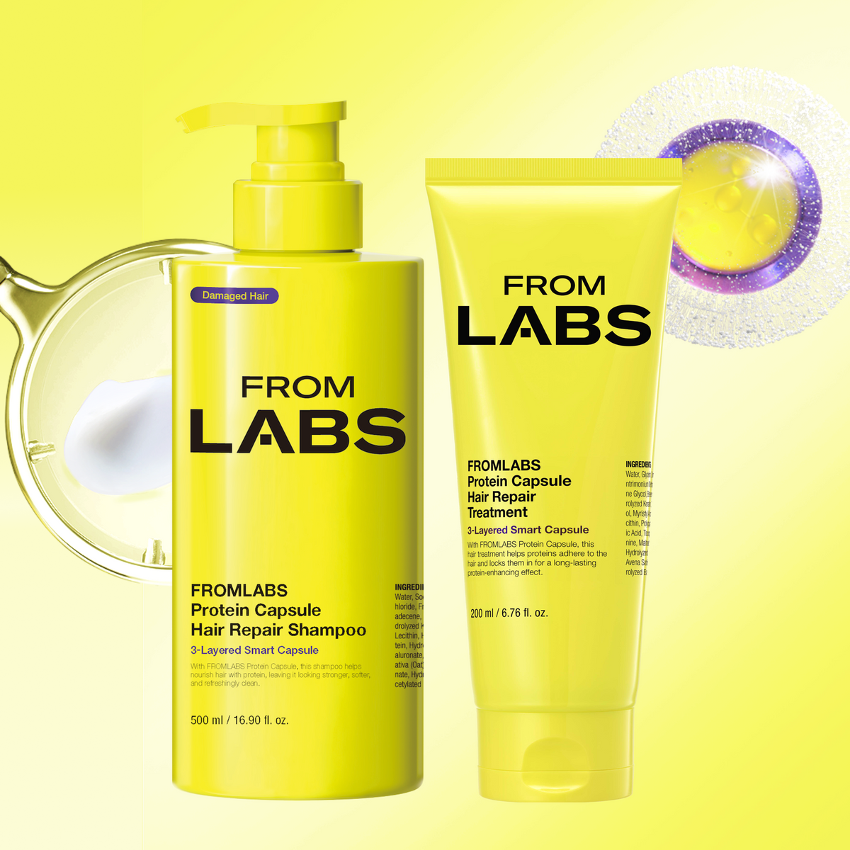 Fromlabs Protein-Adsorbing Extreme Damage Haircare Set - Shampoo, Rinse, Treatment & Hair Pack