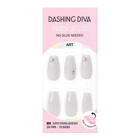 Dashing Diva Magic Press Pearl Gray (Coffin) Nail Tips