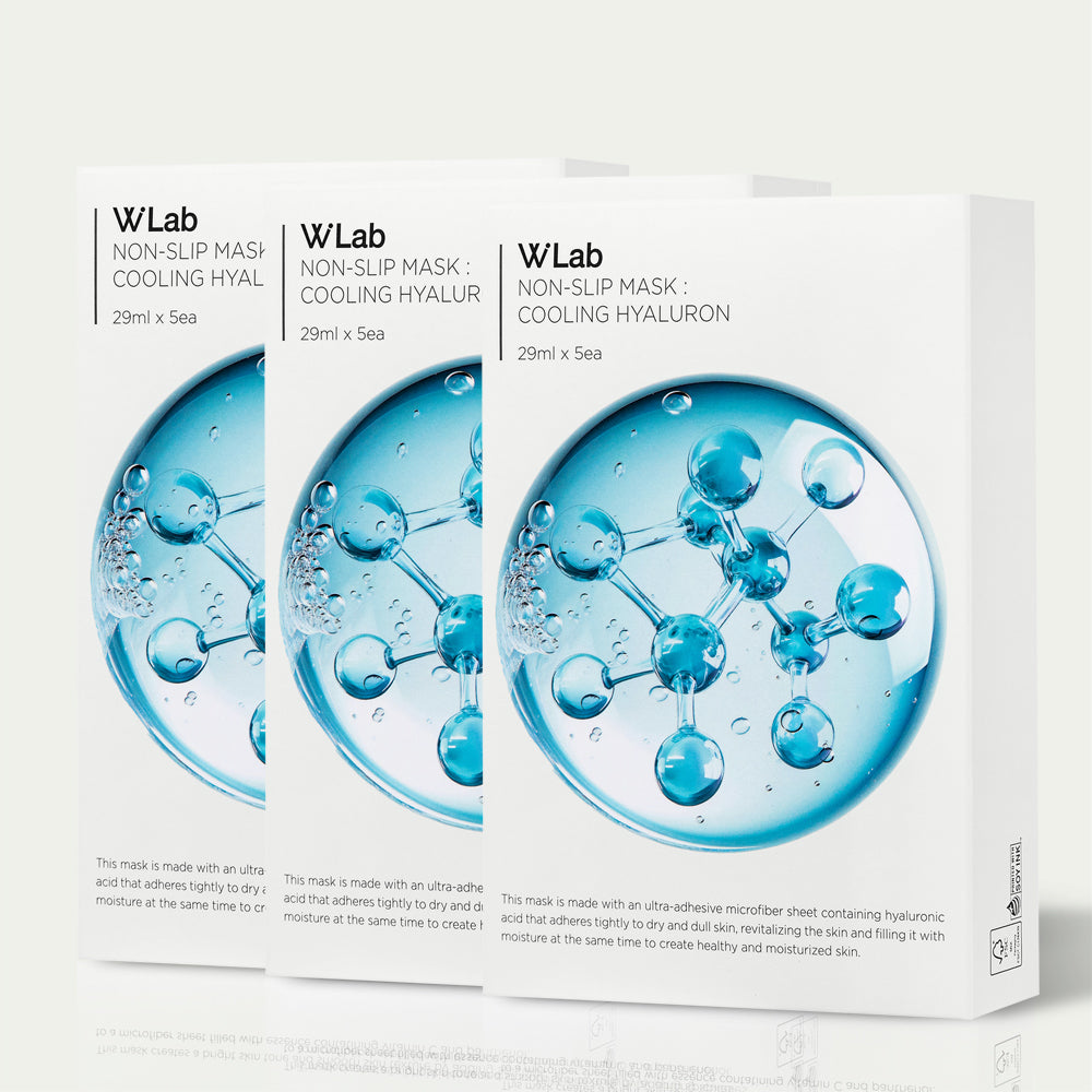W.Lab Non-Slip Cooling Hyaluronic Acid Mask - 15 Sheets (29 ml each)