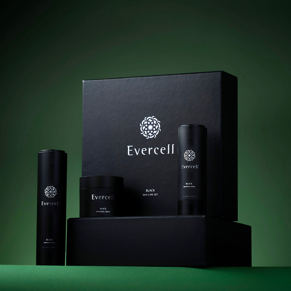 Evercell Black Skincare 3-Piece Set (Fluid + Serum + Cream) EGF & Stem Cell Culture Extract
