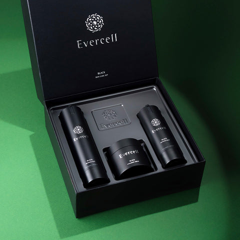 Evercell Black Skincare 3-Piece Set (Fluid + Serum + Cream) EGF & Stem Cell Culture Extract
