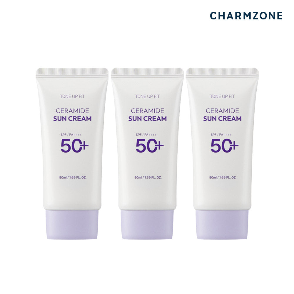 Charmzone Tone-Up Fit Ceramide Sun Cream 50ml (3 Pack)