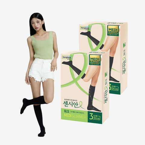 DongKook (2 Pack) Censian Walk / MediSlimmer Medical Calf Compression Knee-Highs Black (S M-L)