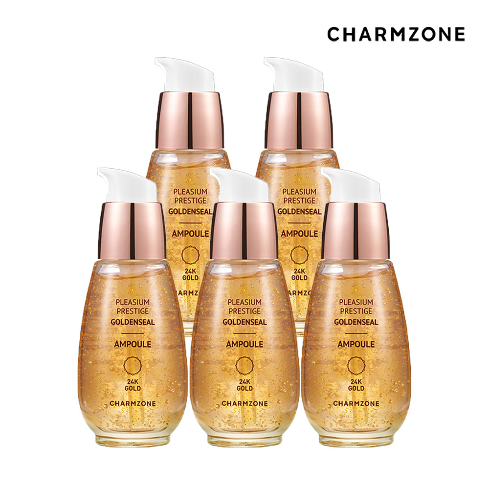 Charmzone New Plegium Prestige Real Gold Anti-Wrinkle Nourishing Golden Thread Ampoule 30ml (5 Pack)