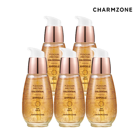 Charmzone New Plegium Prestige Real Gold Anti-Wrinkle Nourishing Golden Thread Ampoule 30ml (5 Pack)