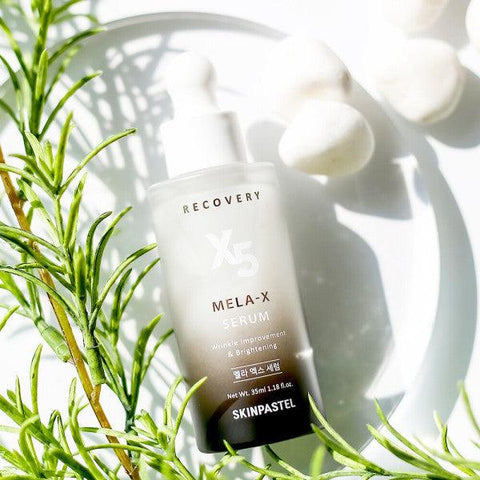 Soonsu Beauty Recovery X5 Mela-X Serum  + Mela-X Cream  set packaging design