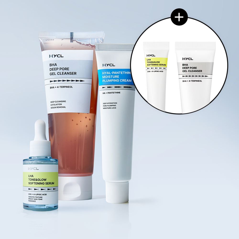 HYCL 3-Piece Set Baha Gel Cleanser 150ml Laha Softening Serum 30ml and Plumping Cream 70ml