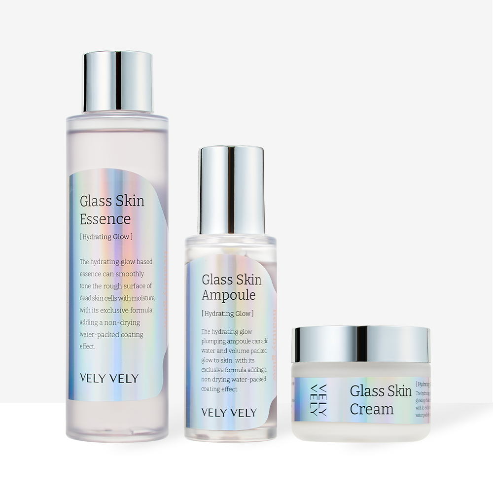 VELY VELY Glass Skin 3-Piece Set (Essence + Ampoule + Cream)