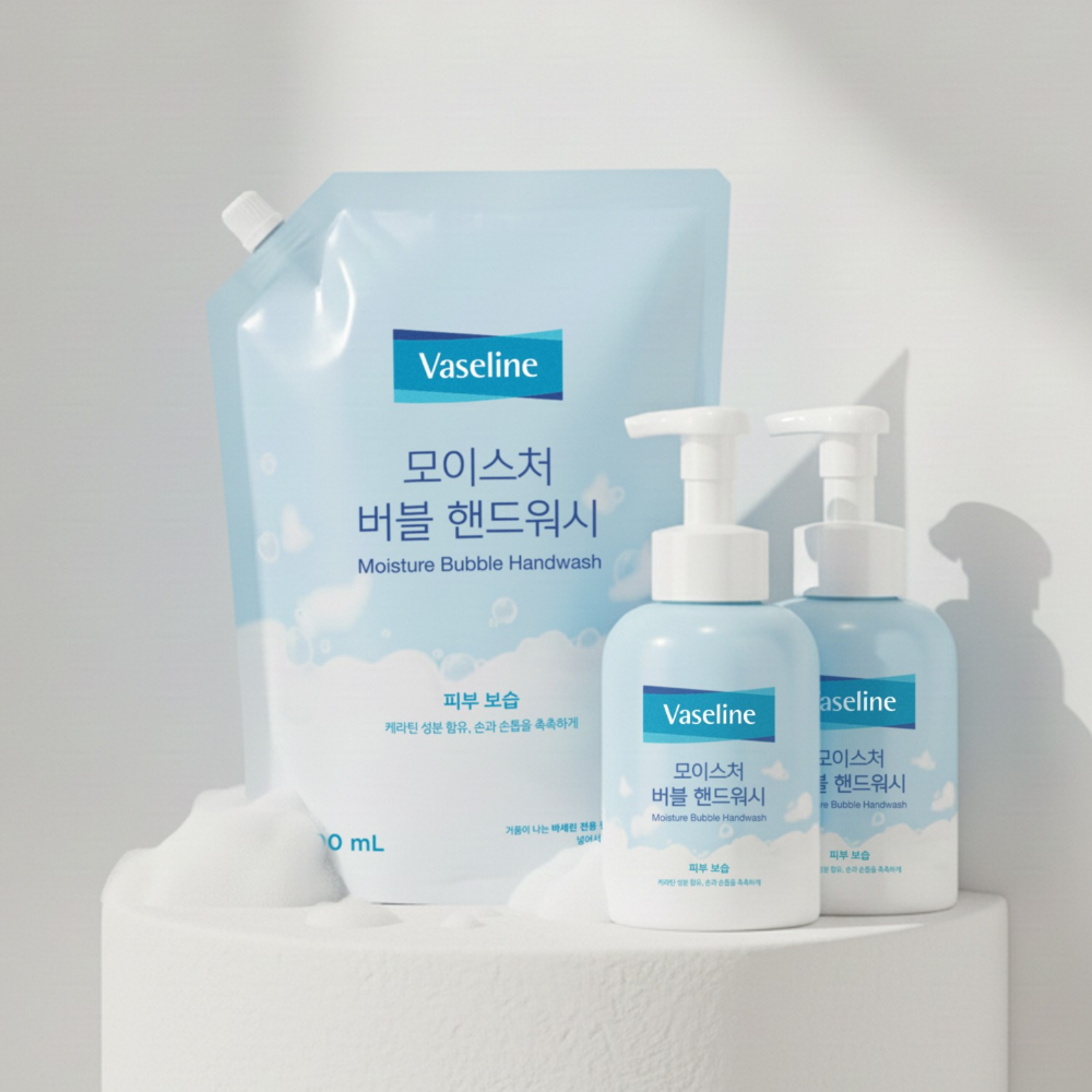 Vaseline Moisture Bubble Hand Wash 500ml x2 + 900ml Refill