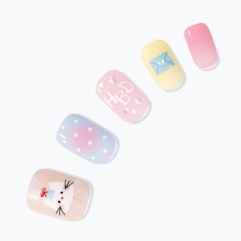 Dashing Diva Magic Press Happy Birthday (Regular Round) Nail Tips