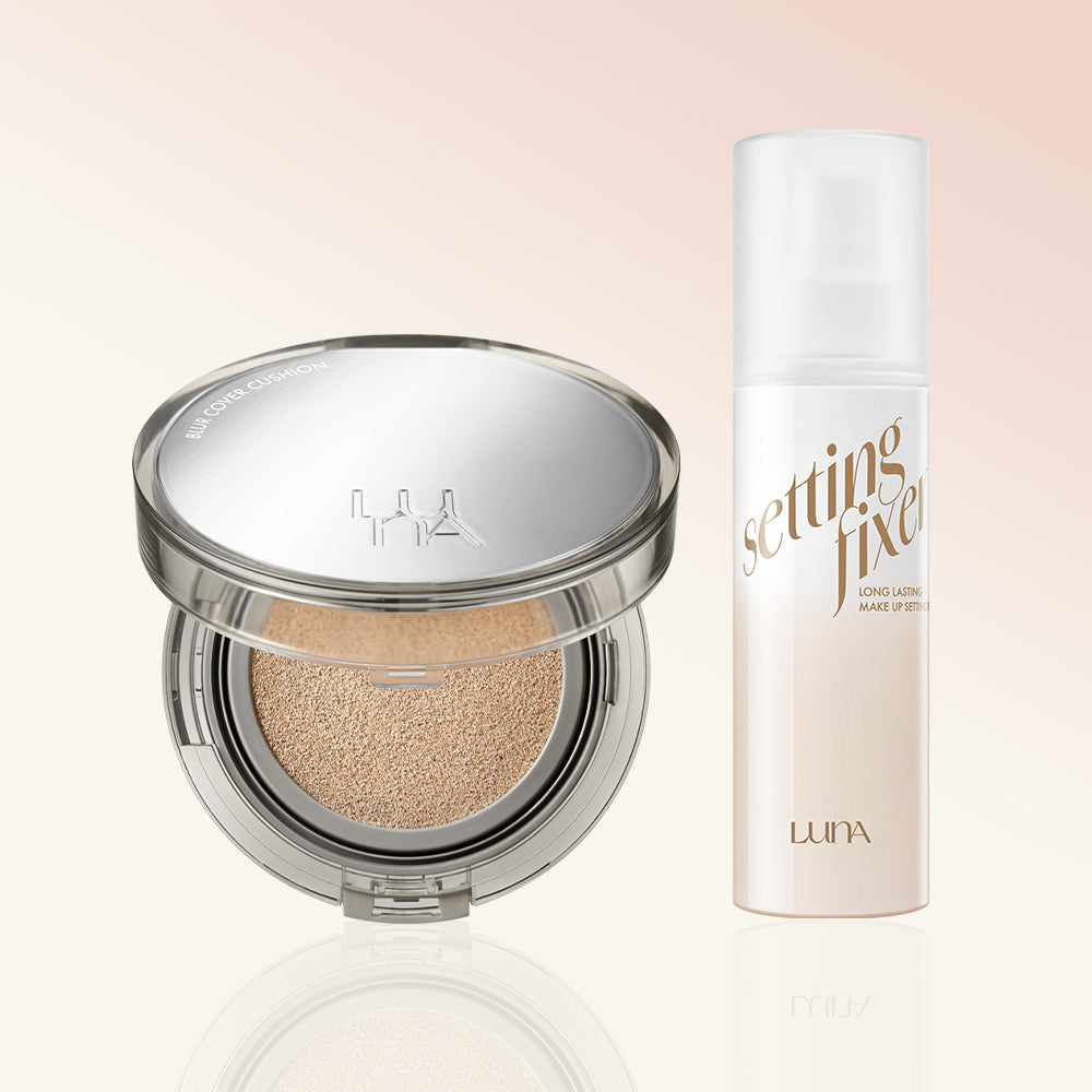 Luna Blur Cover Cushion 12g (SPF 40 PA++) + Long-Lasting Setting Fixer 100ml 2-piece SET
