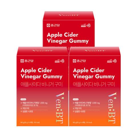 Chongkundang VenBT Daily Care Apple Cider Vinegar Gummy 60 Gummies (3 Pack) Low-Sugar Jelly