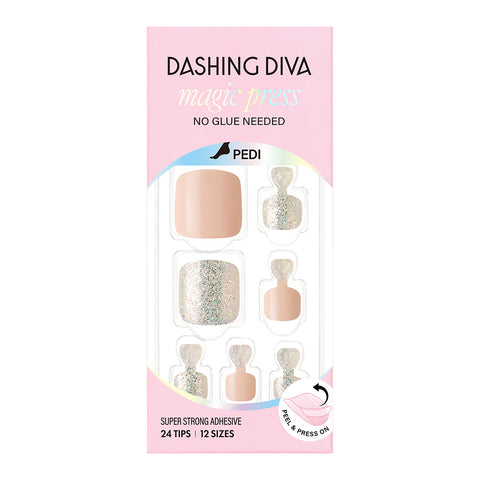 Dashing Diva Magic Press Pedicure Nudie Silver