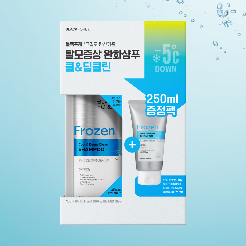 Black Foret Anti-Hair Loss Scalp Shampoo - Cool & Deep Clean (500ml + 250ml Set)