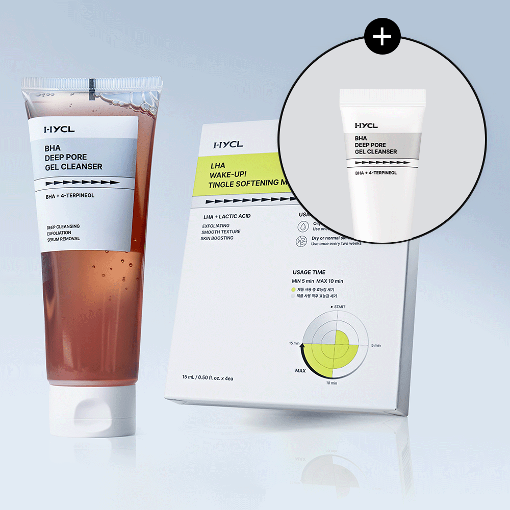 HYCL Sebum-Absorbing Set Laha Mask 1 Set (4 Sheets) + Gel Cleanser 150ml