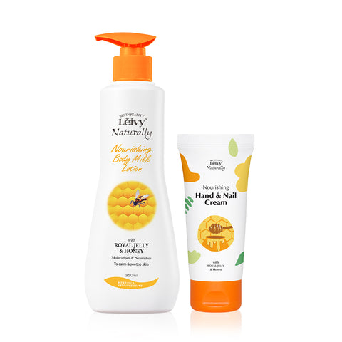 Leivy Royal Jelly (Green Apple Scent) Body Lotion 350ml + Hand & Nail Cream 50ml 2-Piece Set