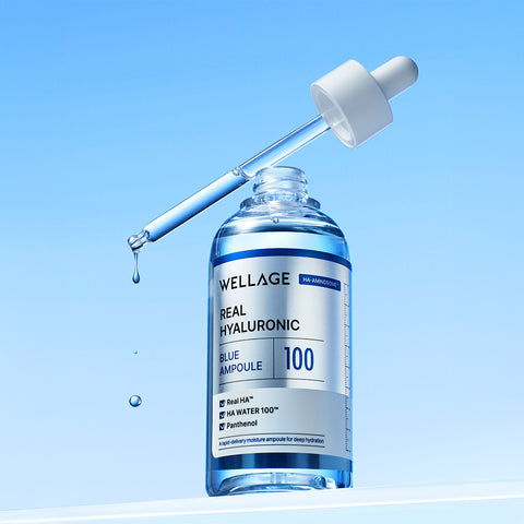 Wellage Real Hyaluronic Blue 100 Ampoule 100ml + Hyaluronic One-Day Kit (7 pcs)