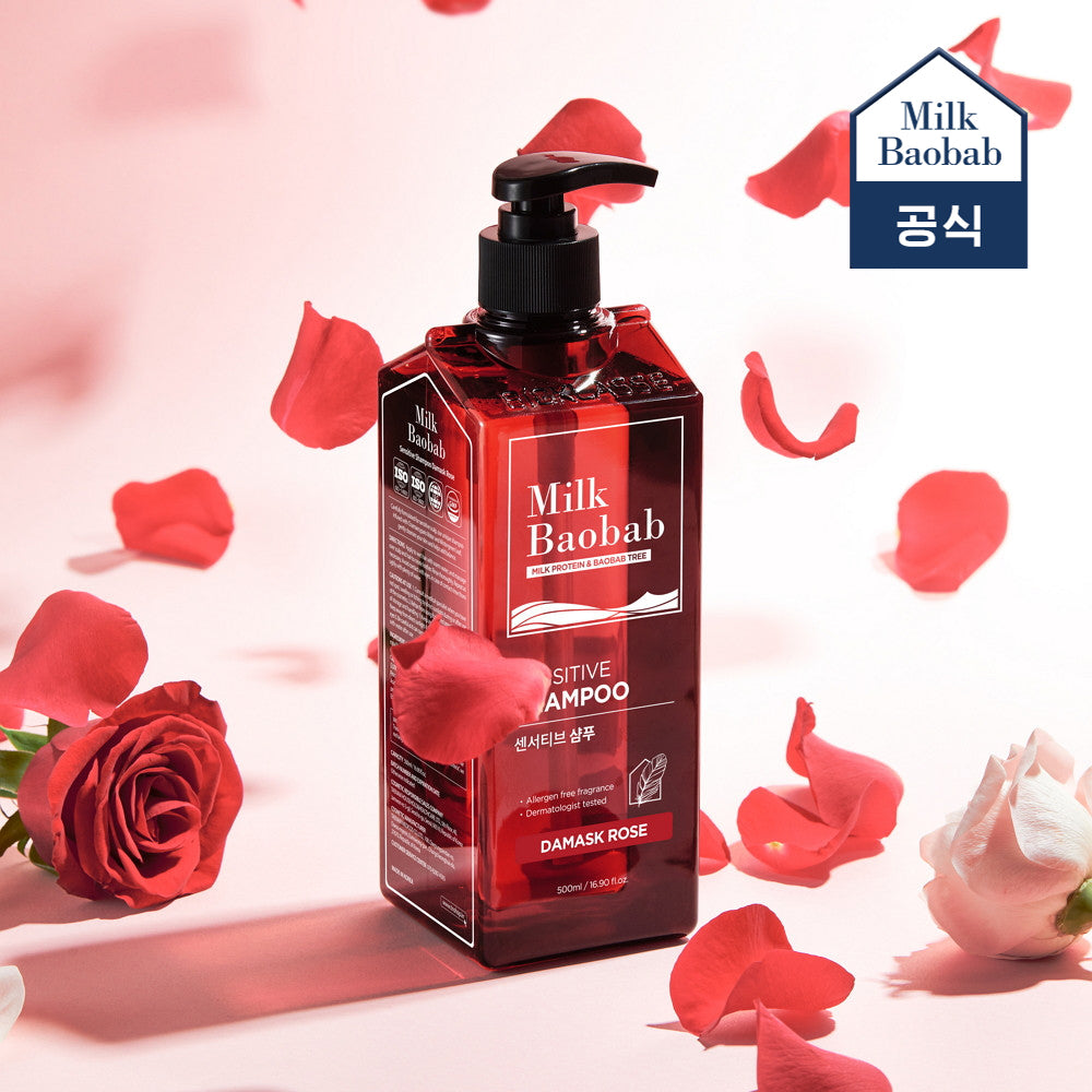 Milk Baobab Sensitive Shampoo - Damask Rose, 500ml