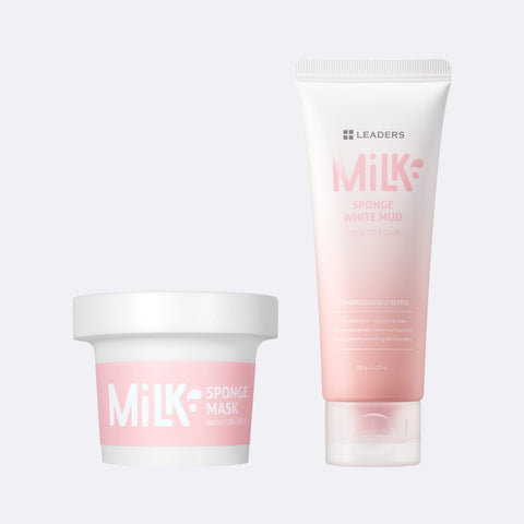 Leaders Milk Sponge Mask 100g + Milk Sponge White Mud Pack-to-Foam 120g