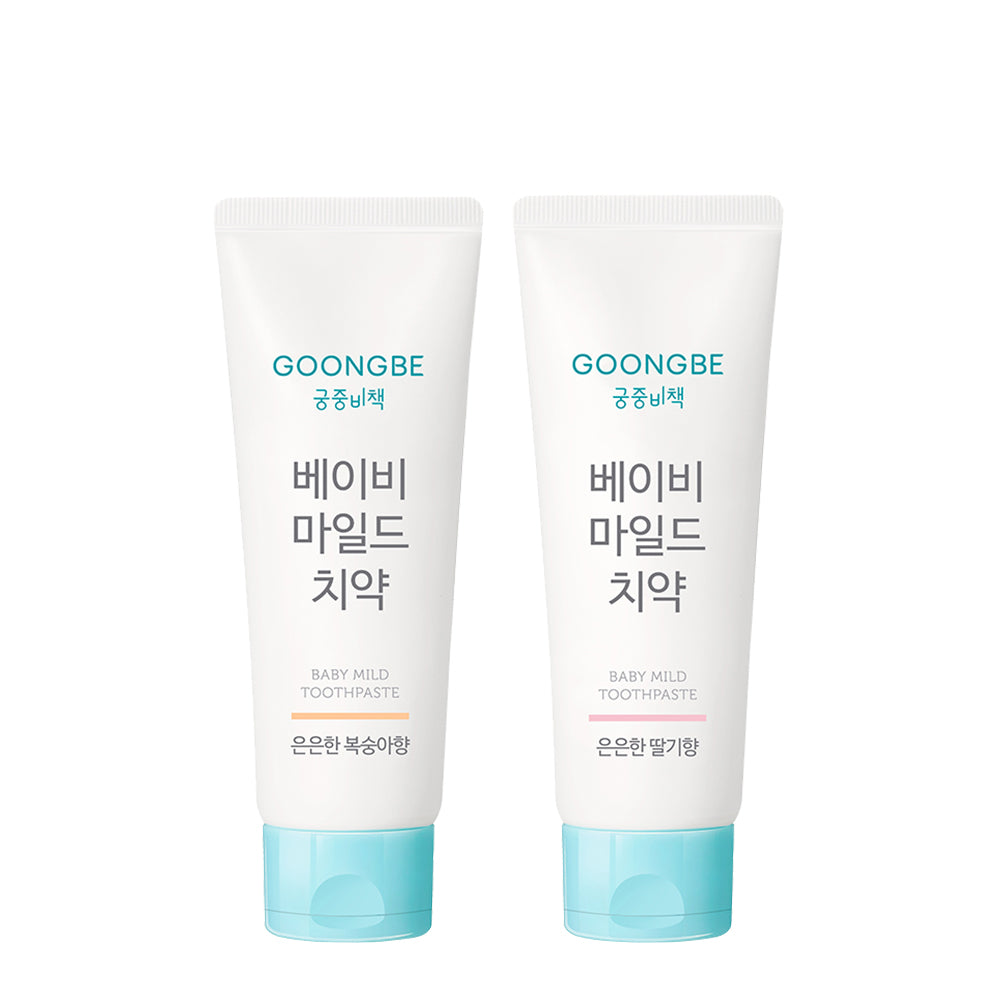 Goongbe Baby Mild Toothpaste Peach & Strawberry 2-Piece Set (80g each)
