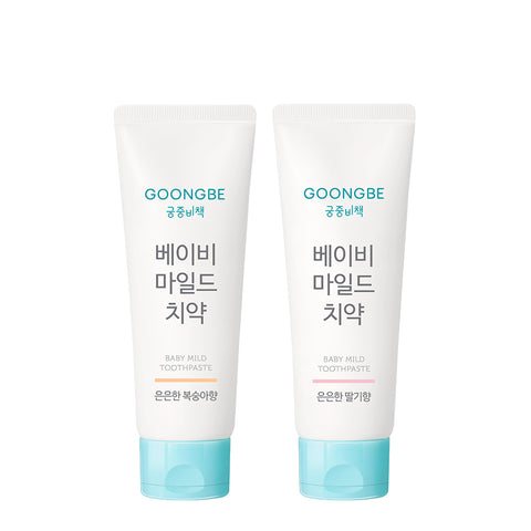 Goongbe Baby Mild Toothpaste Peach & Strawberry 2-Piece Set (80g each)