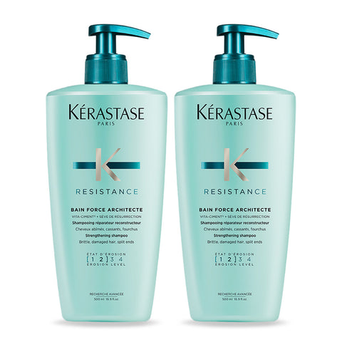 Kerastase Resistance Bain Force Architecte Shampoo 500ml Duo (Damaged Hair)